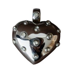 Vintage Pendentif Coeur Plastique Sterling Silver Timeless Design Italie, 1970s