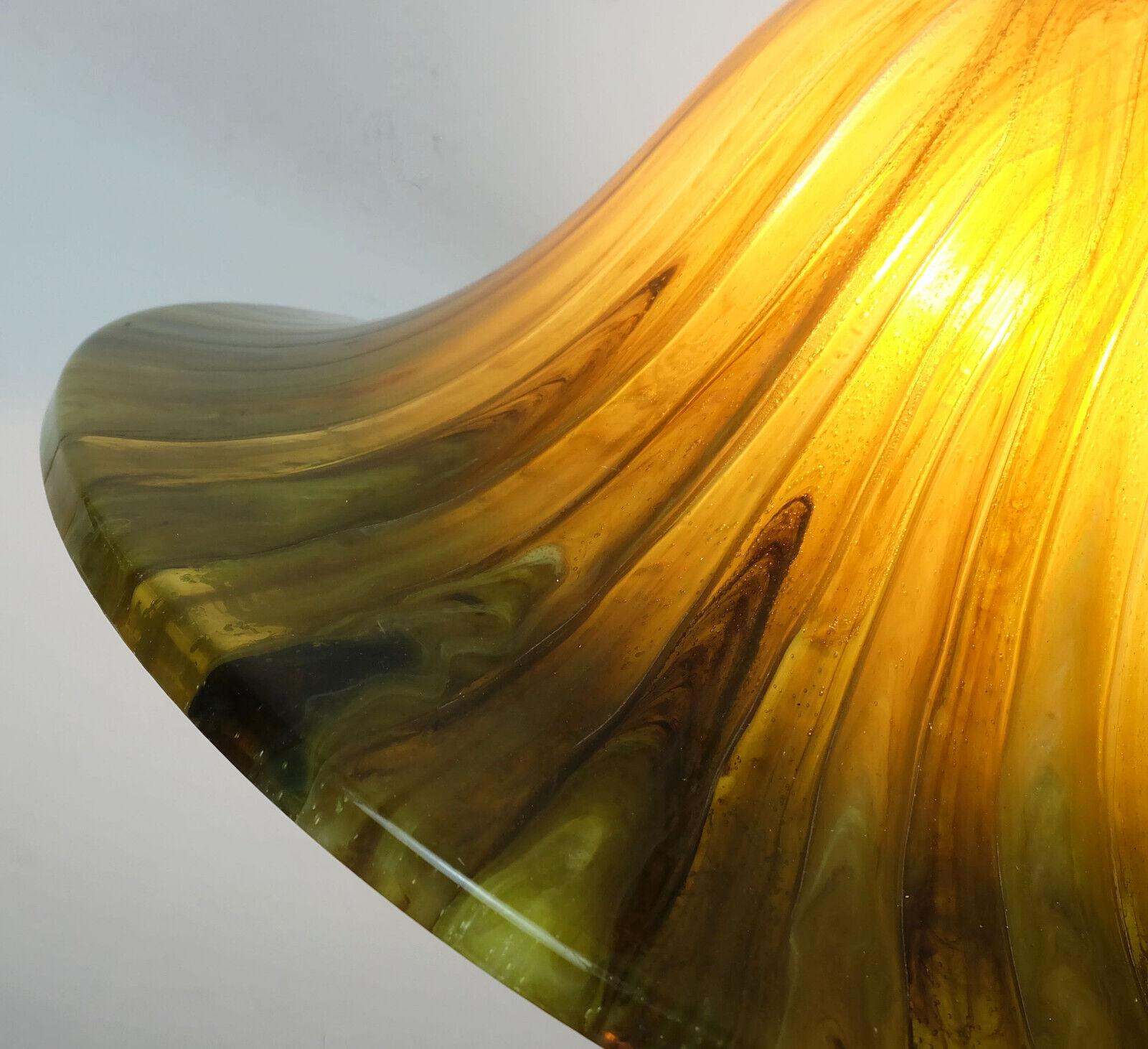 vintage PENDANT LAMP amber color acrylic and brass 1970s  For Sale 3