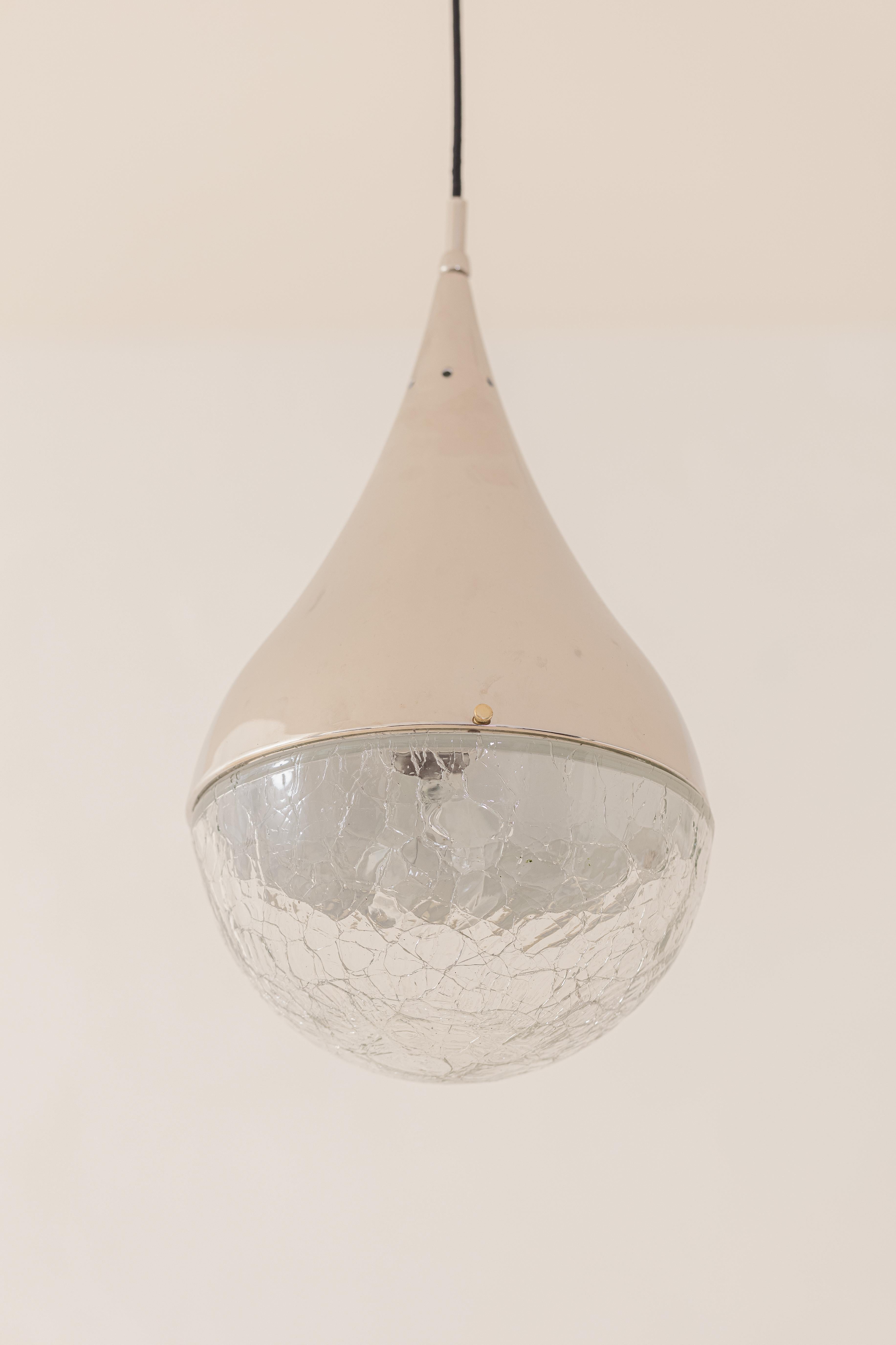 Mid-20th Century Vintage Pendant Lamp by Brazilian Carlo Montalto, Iron, Steel and Glass, 1960s For Sale