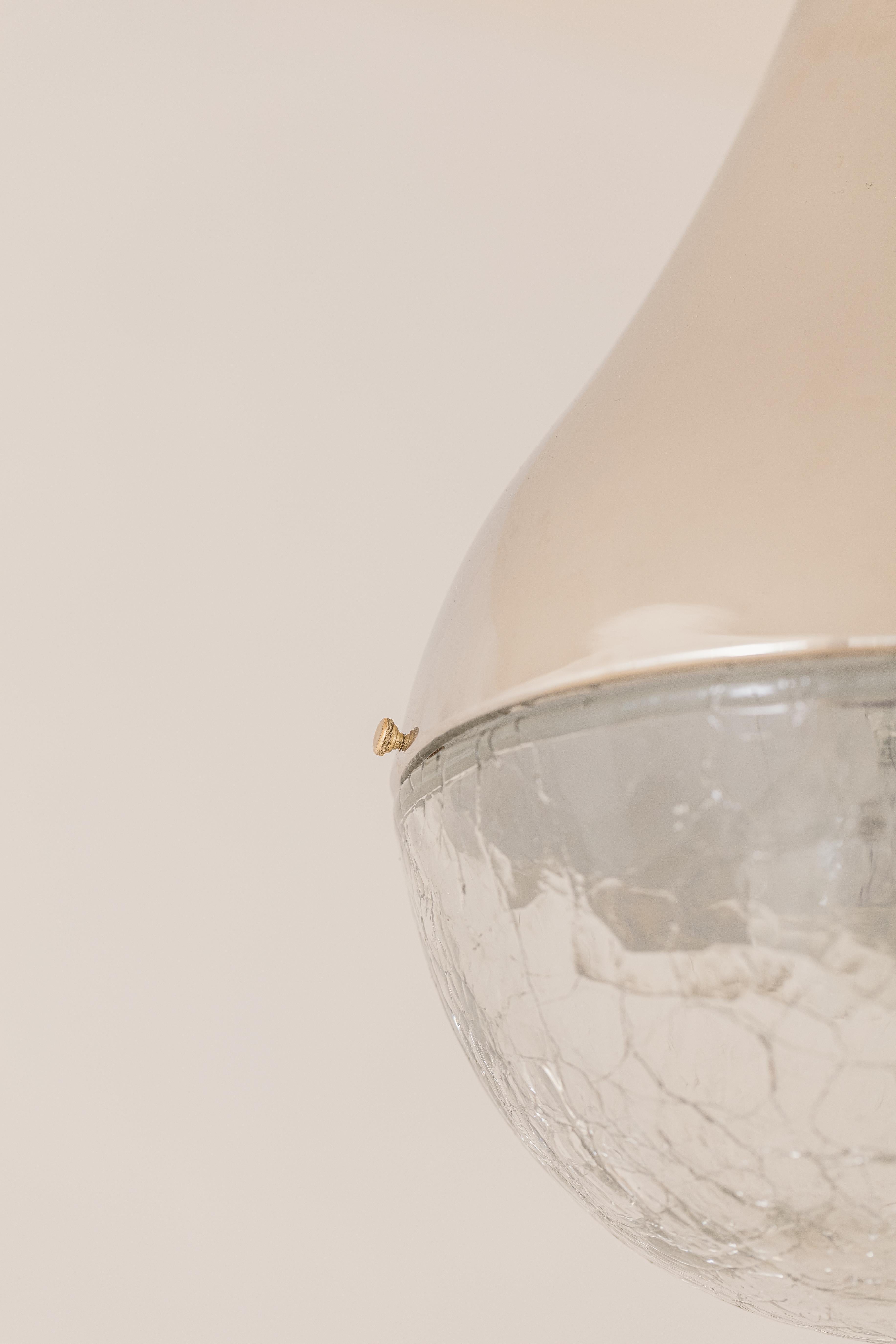 Vintage Pendant Lamp by Brazilian Carlo Montalto, Iron, Steel and Glass, 1960s For Sale 1