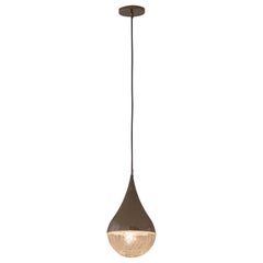 Lampada a sospensione vintage del brasiliano Carlo Montalto, ferro, acciaio e vetro, anni '60
