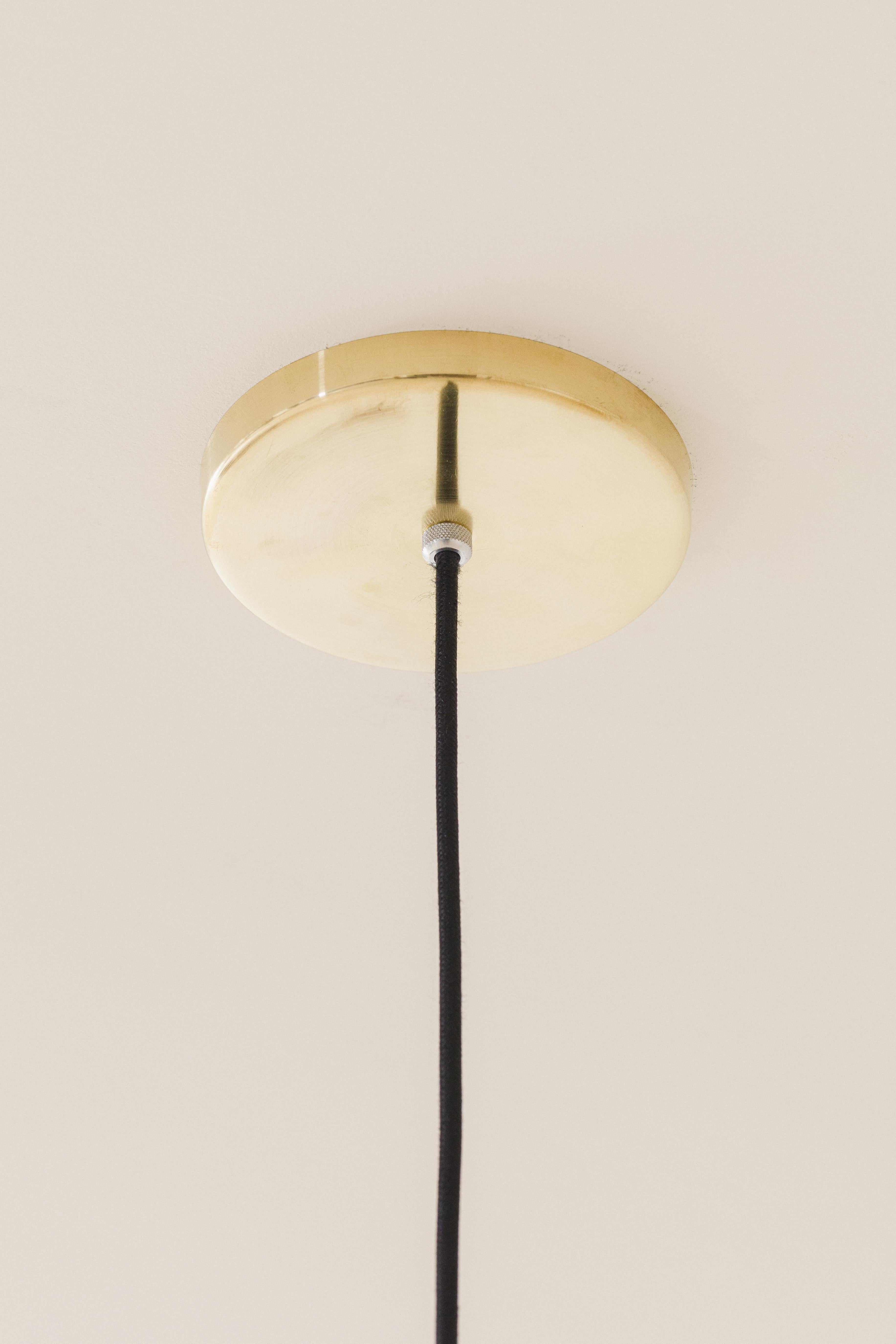 Vintage Pendant Lamp by Lustres Pelotas, Brass and Prismatic Glass, Brazil 1950s For Sale 3