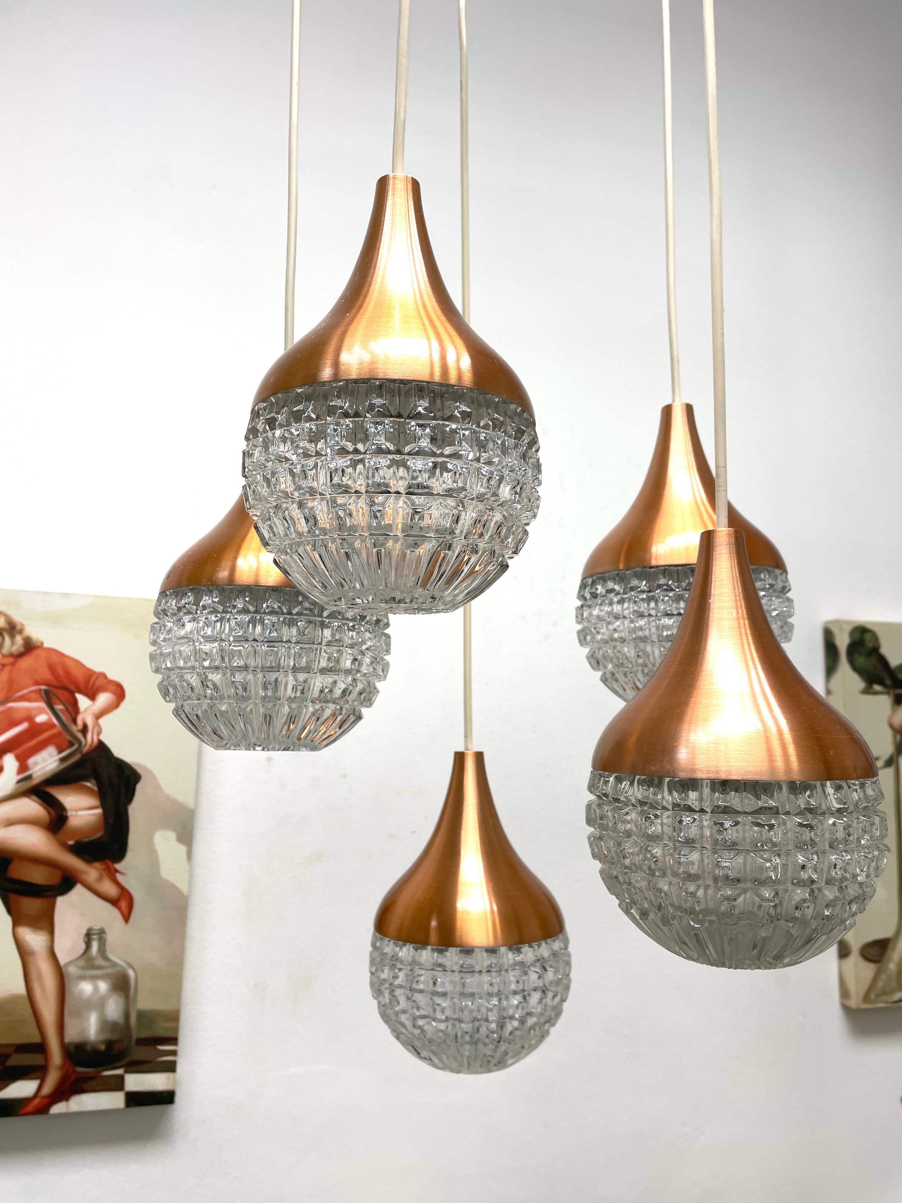 Vintage Pendant Lamp Cascading Glass Balls Chandelier, Germany, 1960s For Sale 6