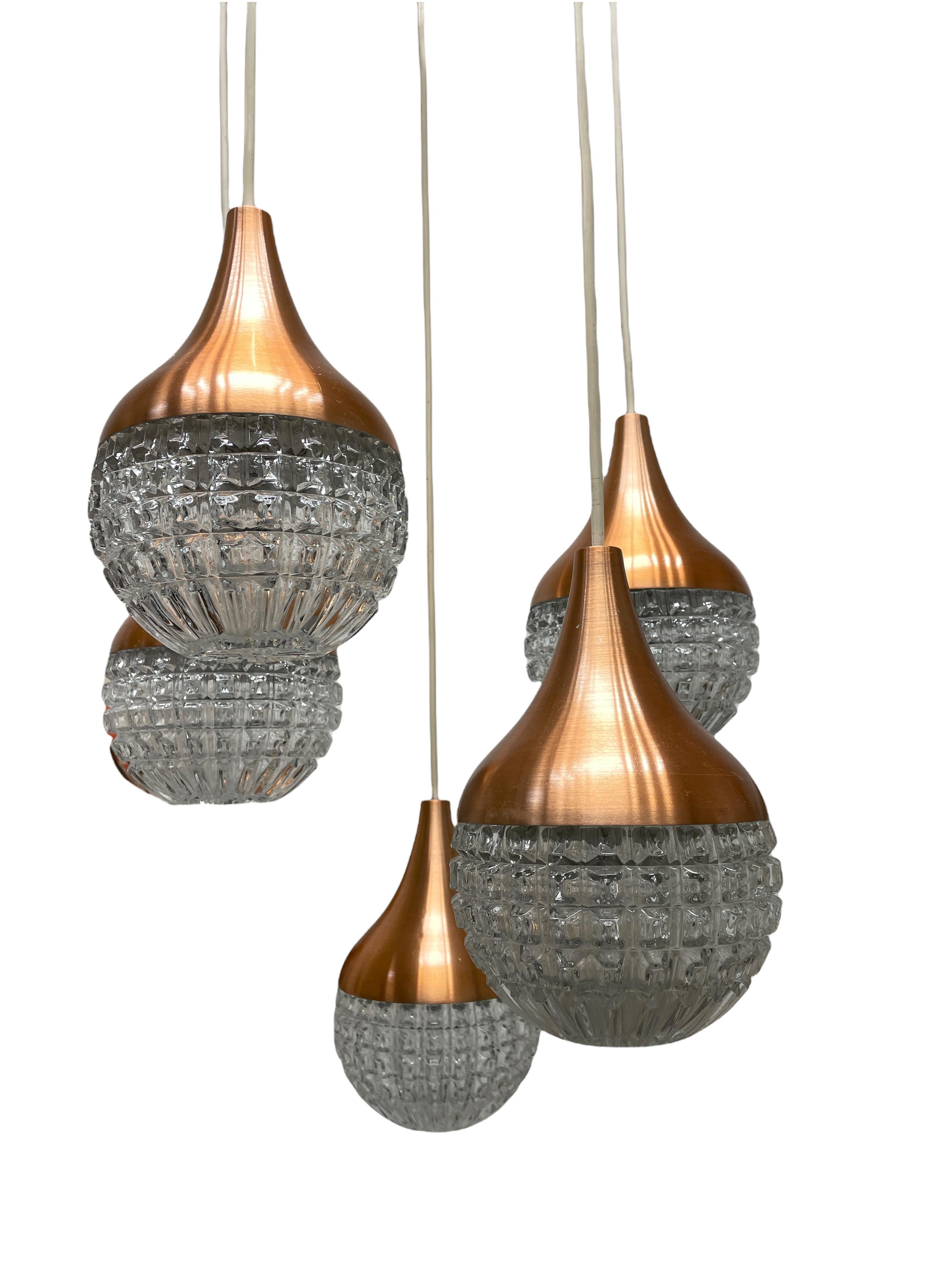 Vintage Pendant Lamp Cascading Glass Balls Chandelier, Germany, 1960s In Good Condition For Sale In Nuernberg, DE