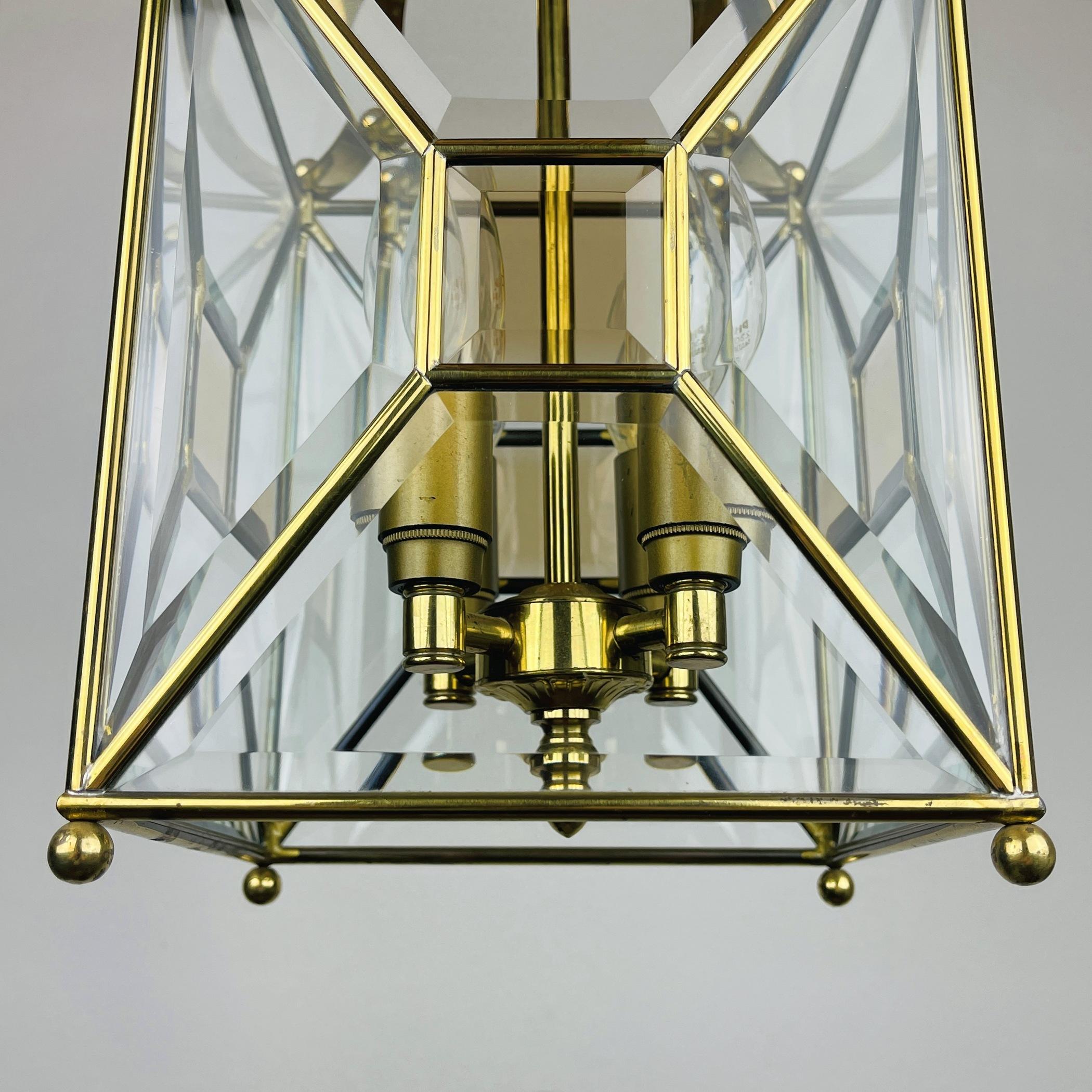Vintage pendant lamp Italy '60s Brass Polished Glass Retro lighting Mid-century  In Good Condition In Miklavž Pri Taboru, SI