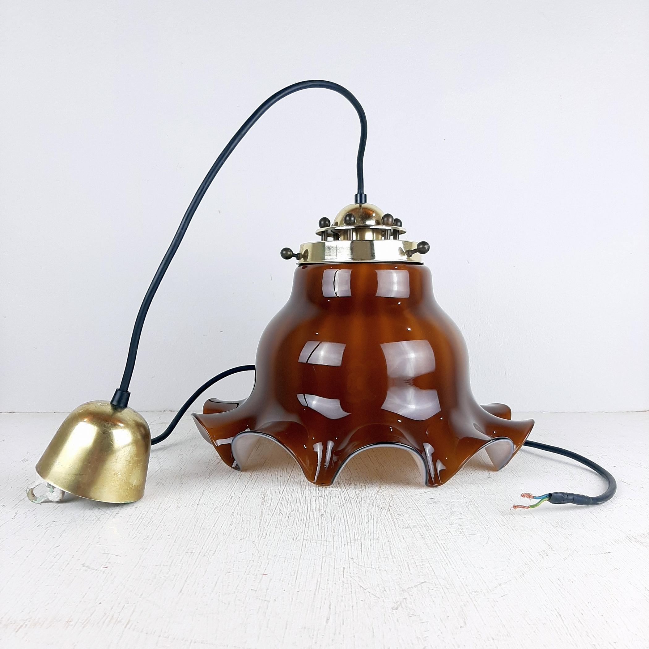Mid-Century Modern Vintage Pendant Lamp Petticoat by Peill & Putzler, Germany, 1970s en vente