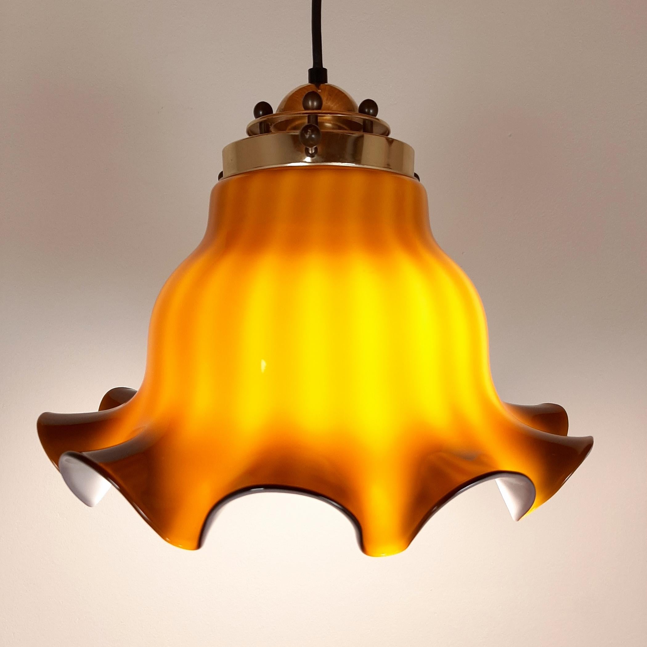 Verre Vintage Pendant Lamp Petticoat by Peill & Putzler, Germany, 1970s en vente