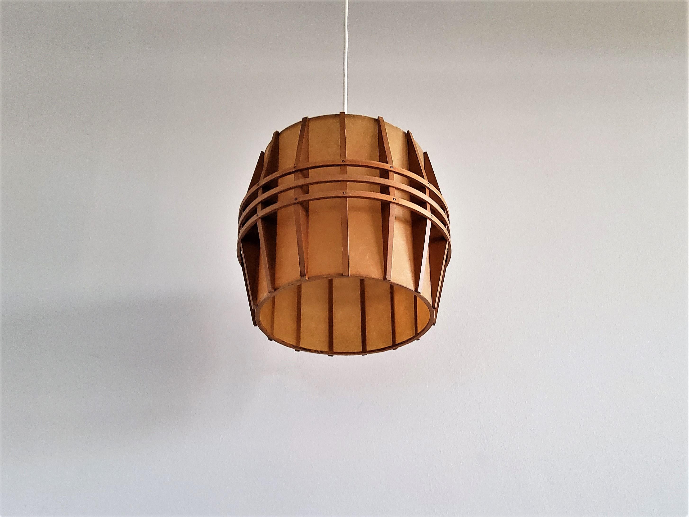 Danish Vintage Pendant Lamp with Wooden Details, 1960's