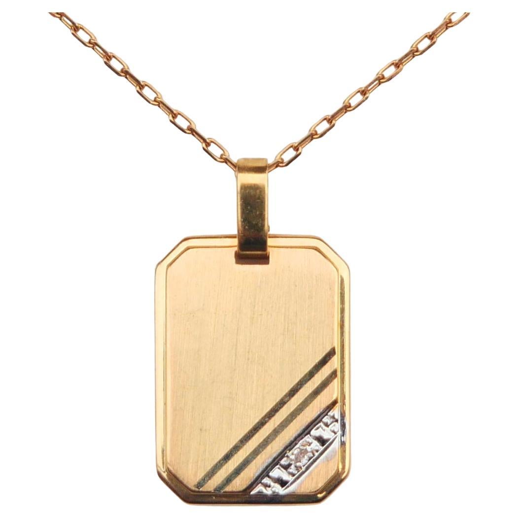 Vintage Pendant Name ID Brick Diamond solid 18K Gold / 2.2 gr