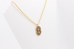 Vintage Opal Pendant Necklace 14 Karat Blue Sapphire and Opal Circa 1940's