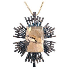 Vintage Pendant Necklace/Medallion/Statement Piece w/ Semiprecious Stone
