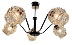 Vintage Pendant Stem Lamp with 5 Globes  Massive Belgium 1960s