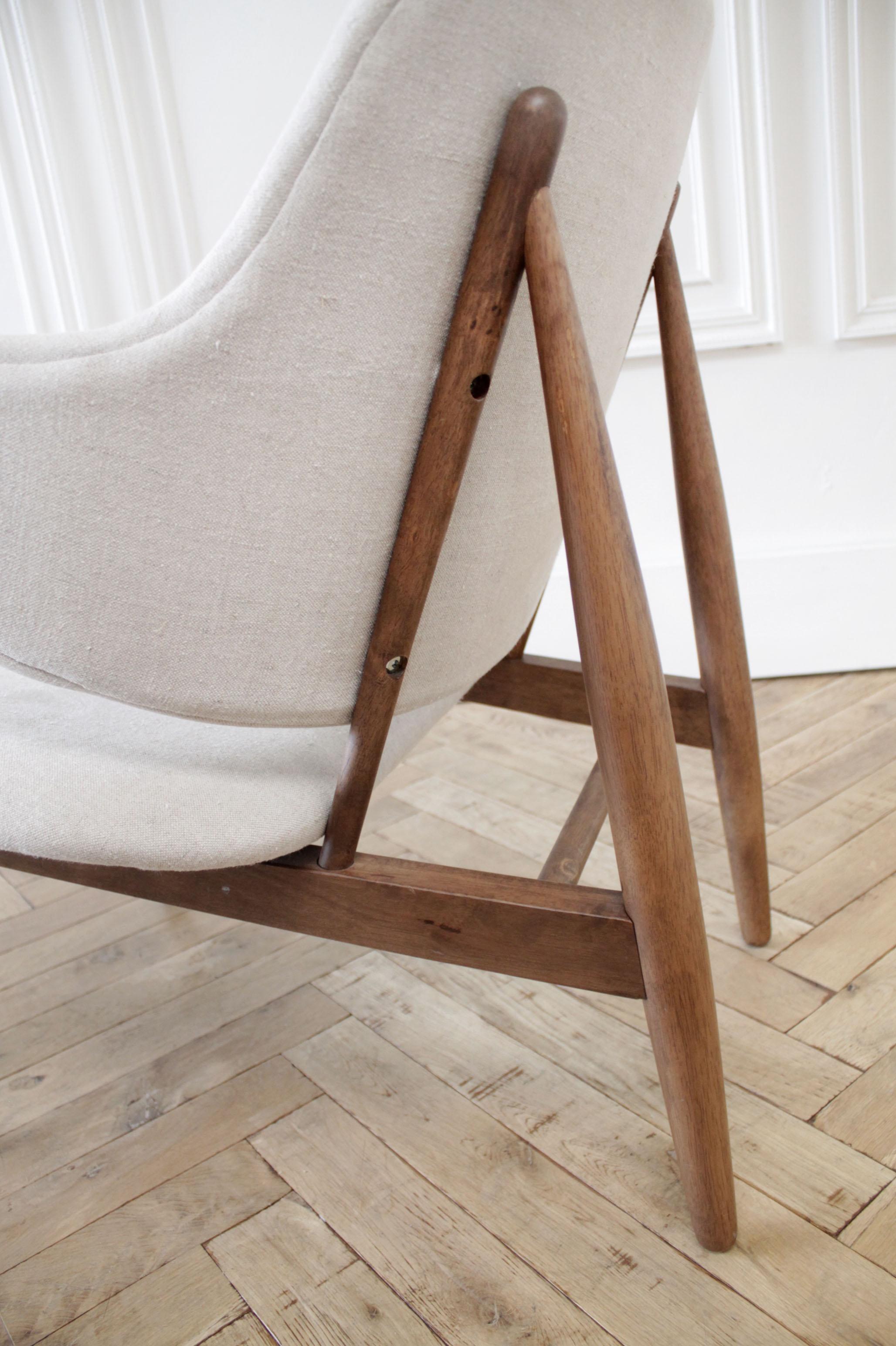 Vintage Penguin Style Chair in Natural Linen 4