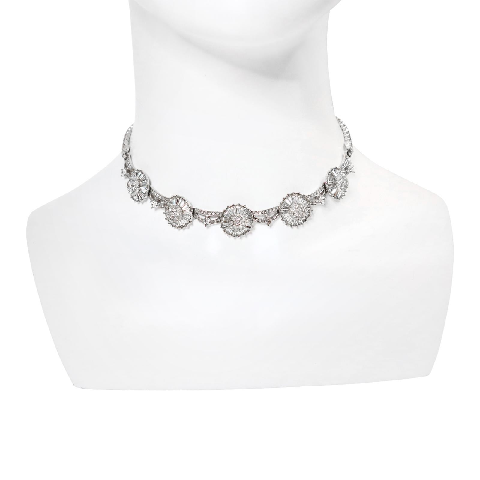 Vintage Pennino Baguette and Pave Art Deco Choker Circa 1960s In Good Condition In New York, NY