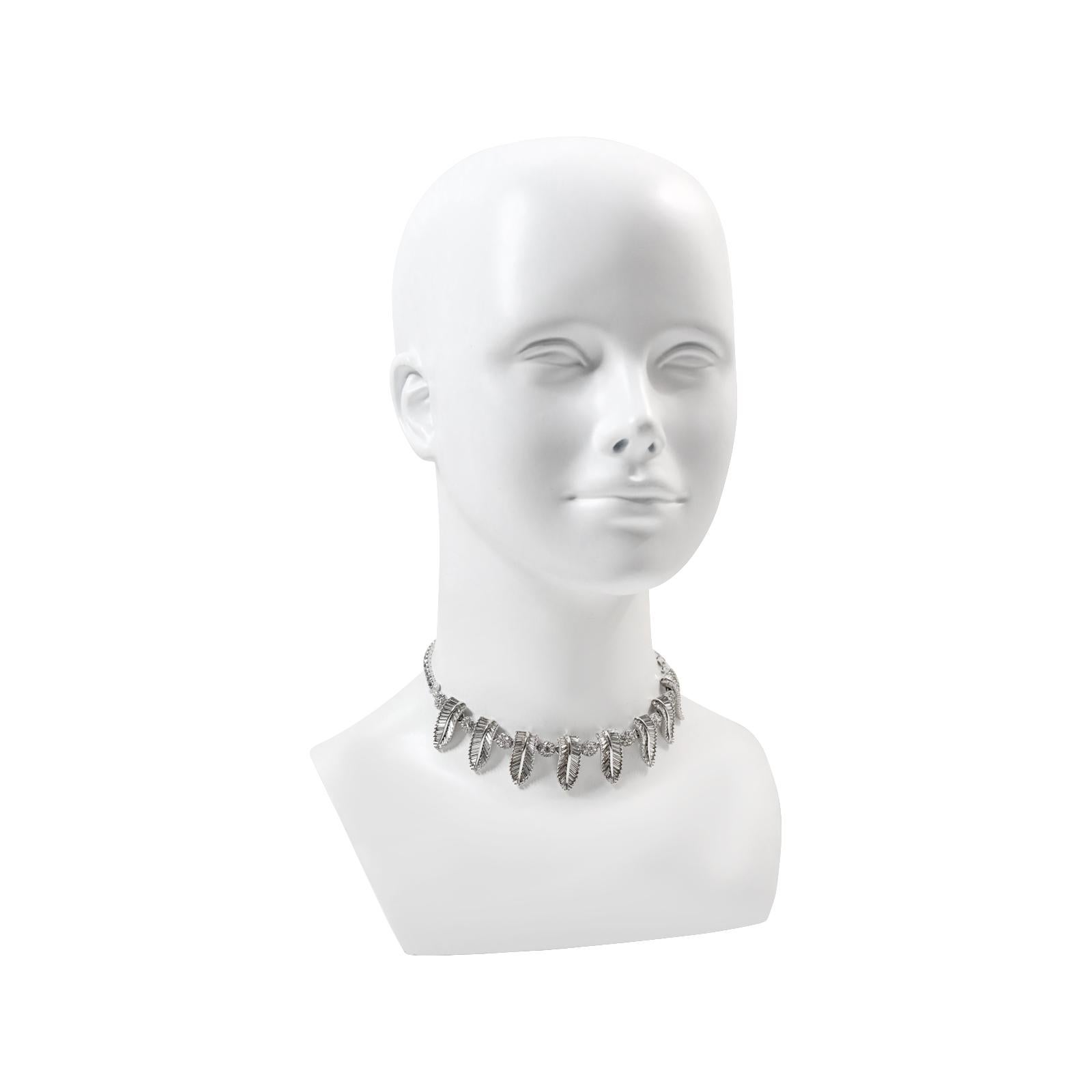 Vintage Pennino Baguette and Pave Art Deco Choker Circa 1960s For Sale 2