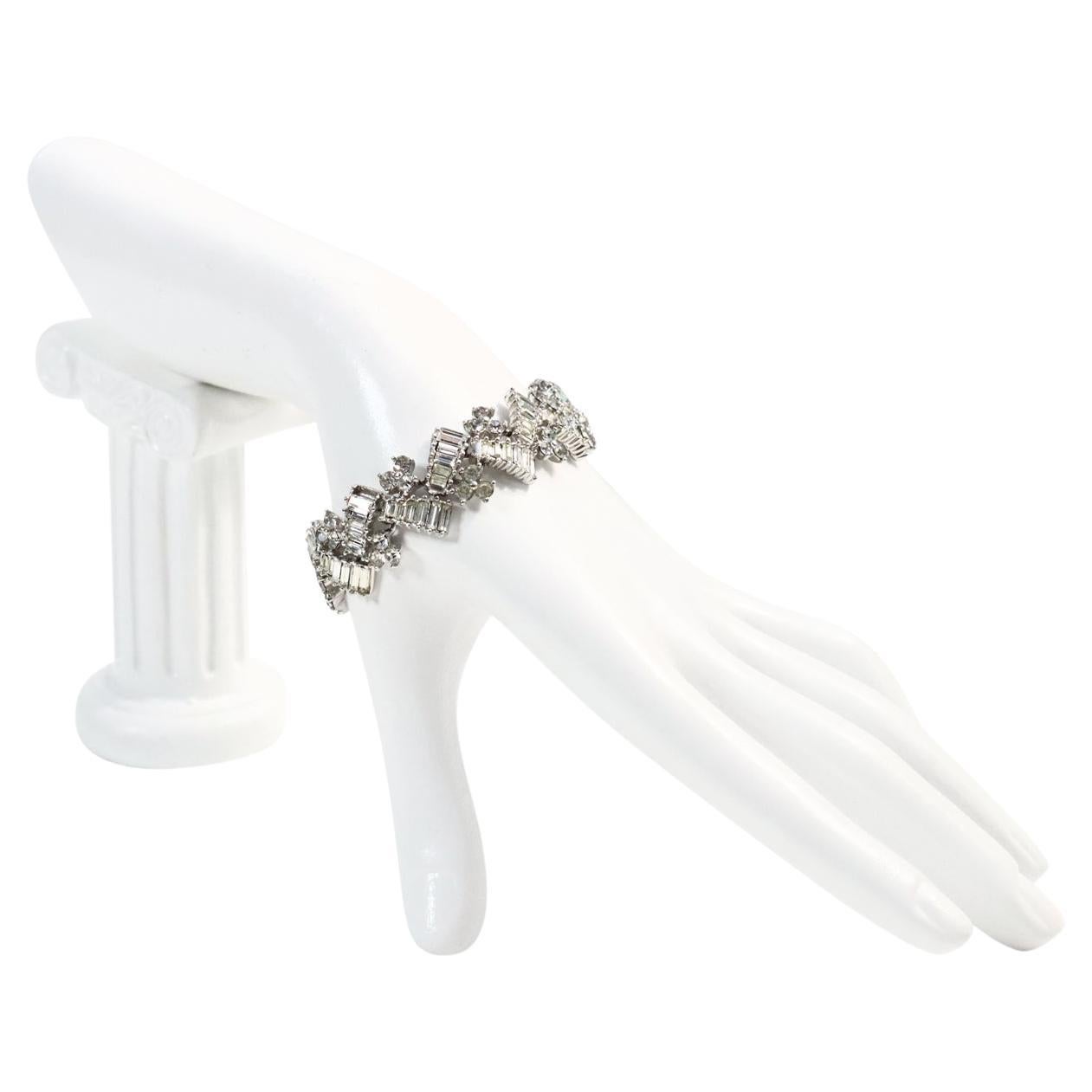 Vintage Pennino Baguette and Round Art Deco Bracelet Circa 1960s