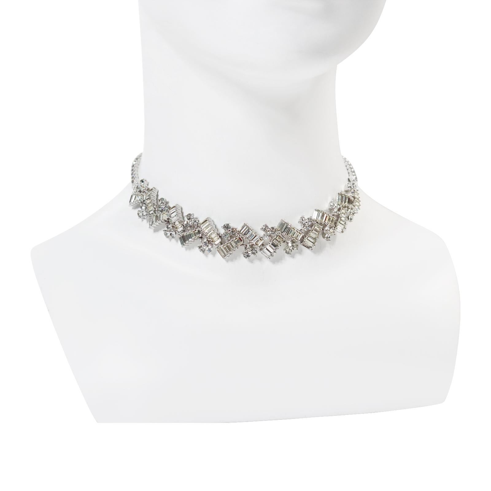 Modern Vintage Pennino Baguette and Round  Art Deco Choker  Circa 1960s For Sale