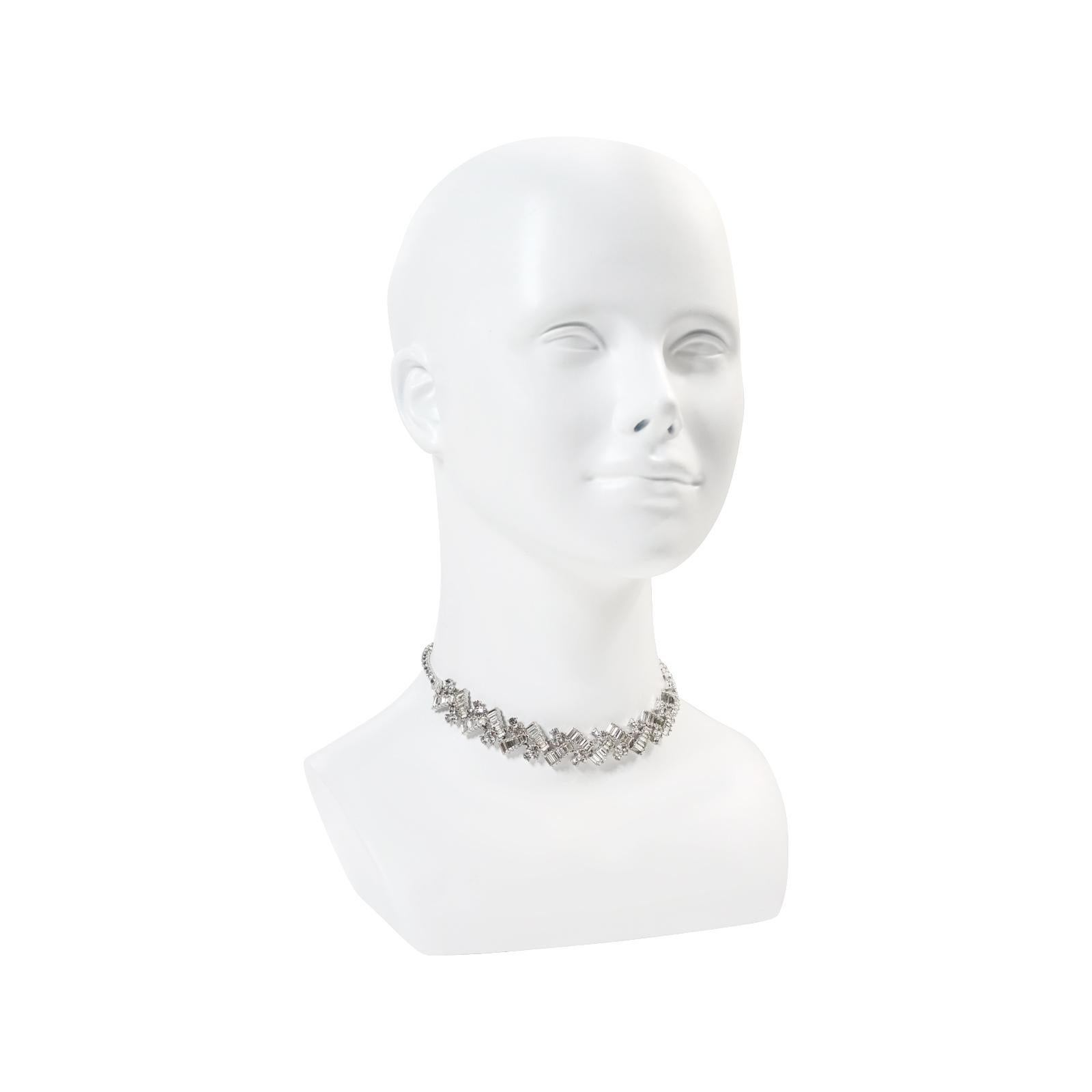 Vintage Pennino Baguette and Round  Art Deco Choker  Circa 1960s In Good Condition For Sale In New York, NY