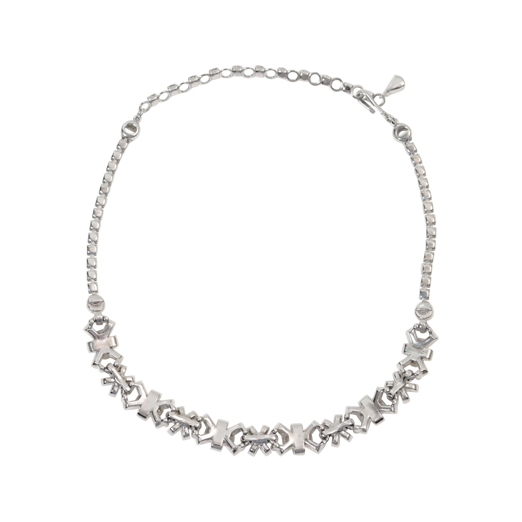 Collar Gargantilla Art Decó Vintage Pennino Flower Baguette and Link Circa 1960s en venta 3