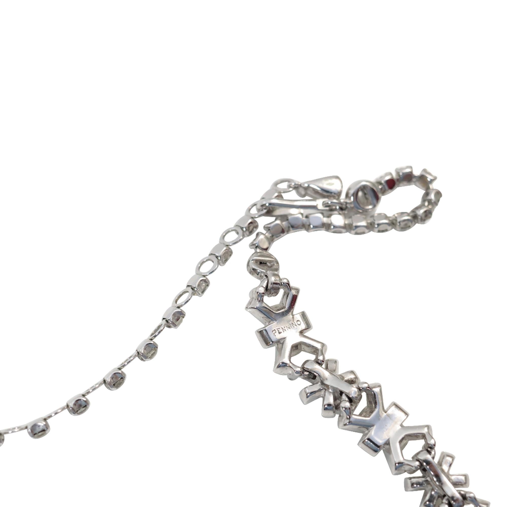 Collar Gargantilla Art Decó Vintage Pennino Flower Baguette and Link Circa 1960s en venta 4