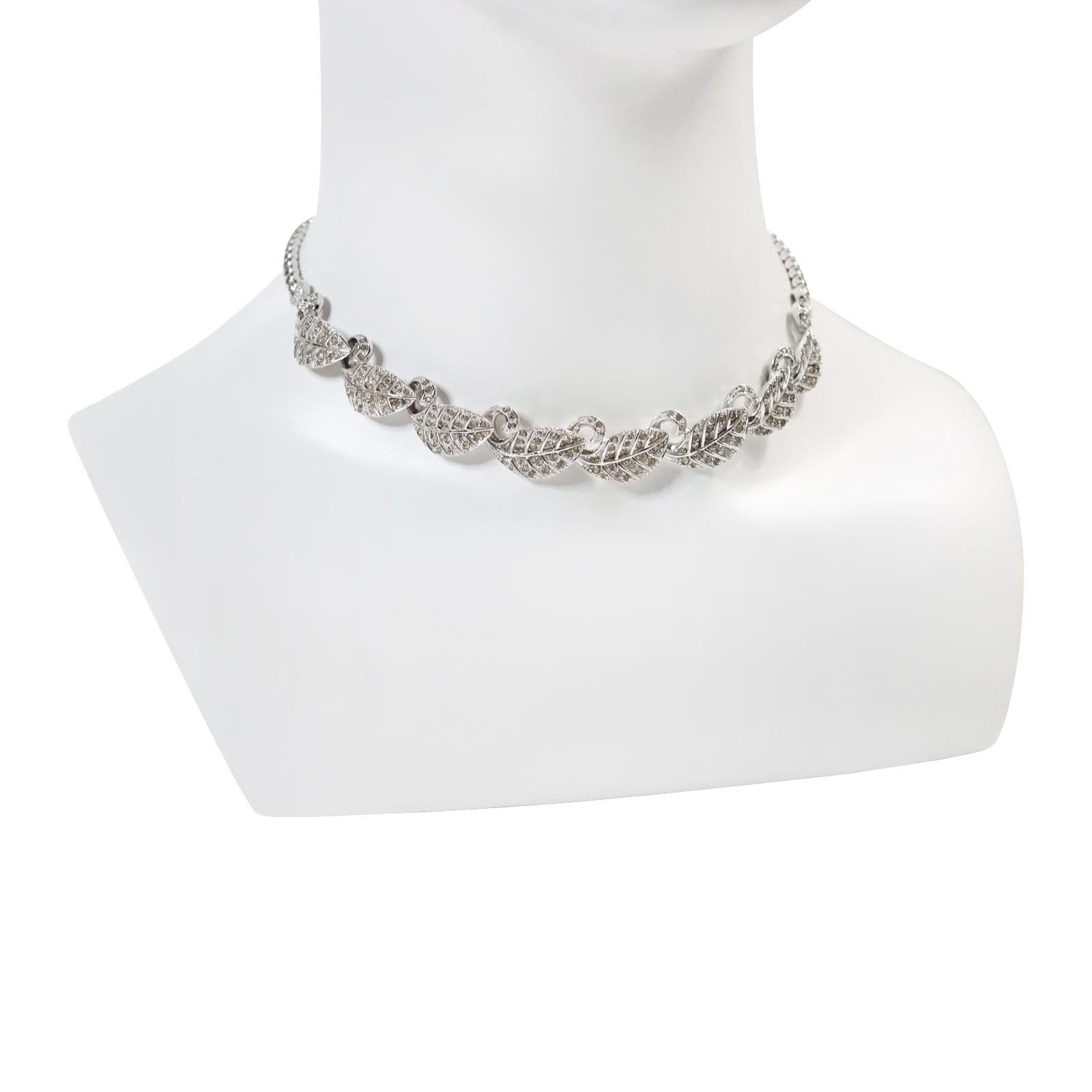 Modern Vintage Pennino Leaf Art Deco Choker Necklace Circa 1960s
