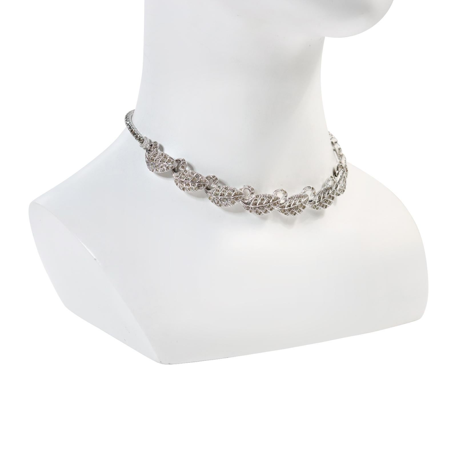 Women's or Men's Vintage Pennino Leaf Art Deco Choker Necklace Circa 1960s