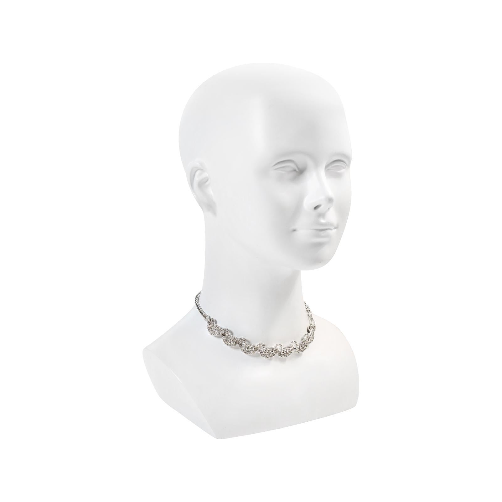 Vintage Pennino Leaf Art Deco Choker Necklace Circa 1960s 1