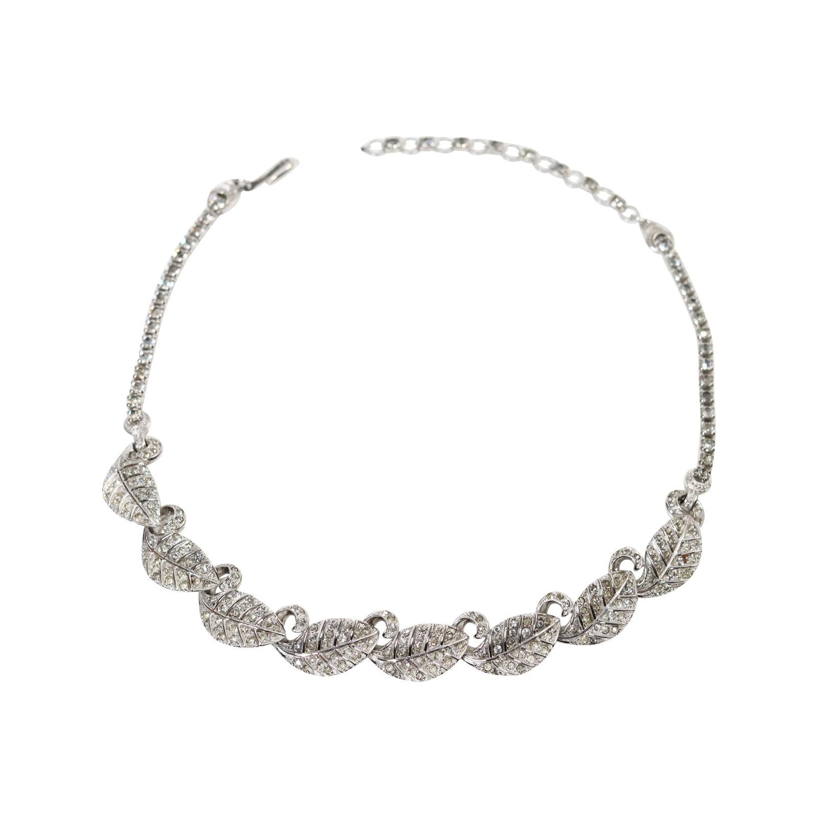 Vintage Pennino Leaf Art Deco Choker Necklace Circa 1960s 2