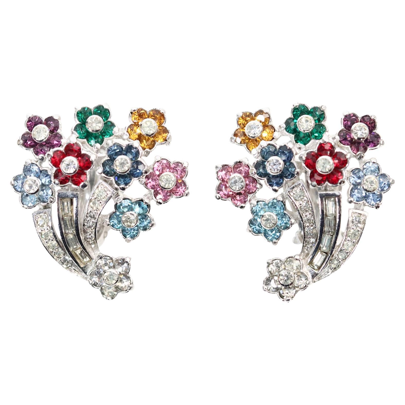 Boucles d'oreilles fleurs multicolores Pennino Circa Vintage 1960s