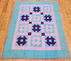 Vintage Pennsylvania Amish “Churn Dash” Hand-Stitched Cotton Quilt