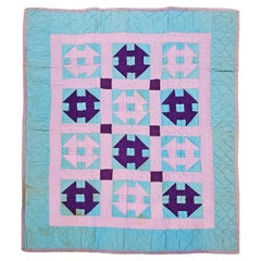 Vintage Pennsylvania Amish “Churn Dash” Hand-Stitched Cotton Quilt