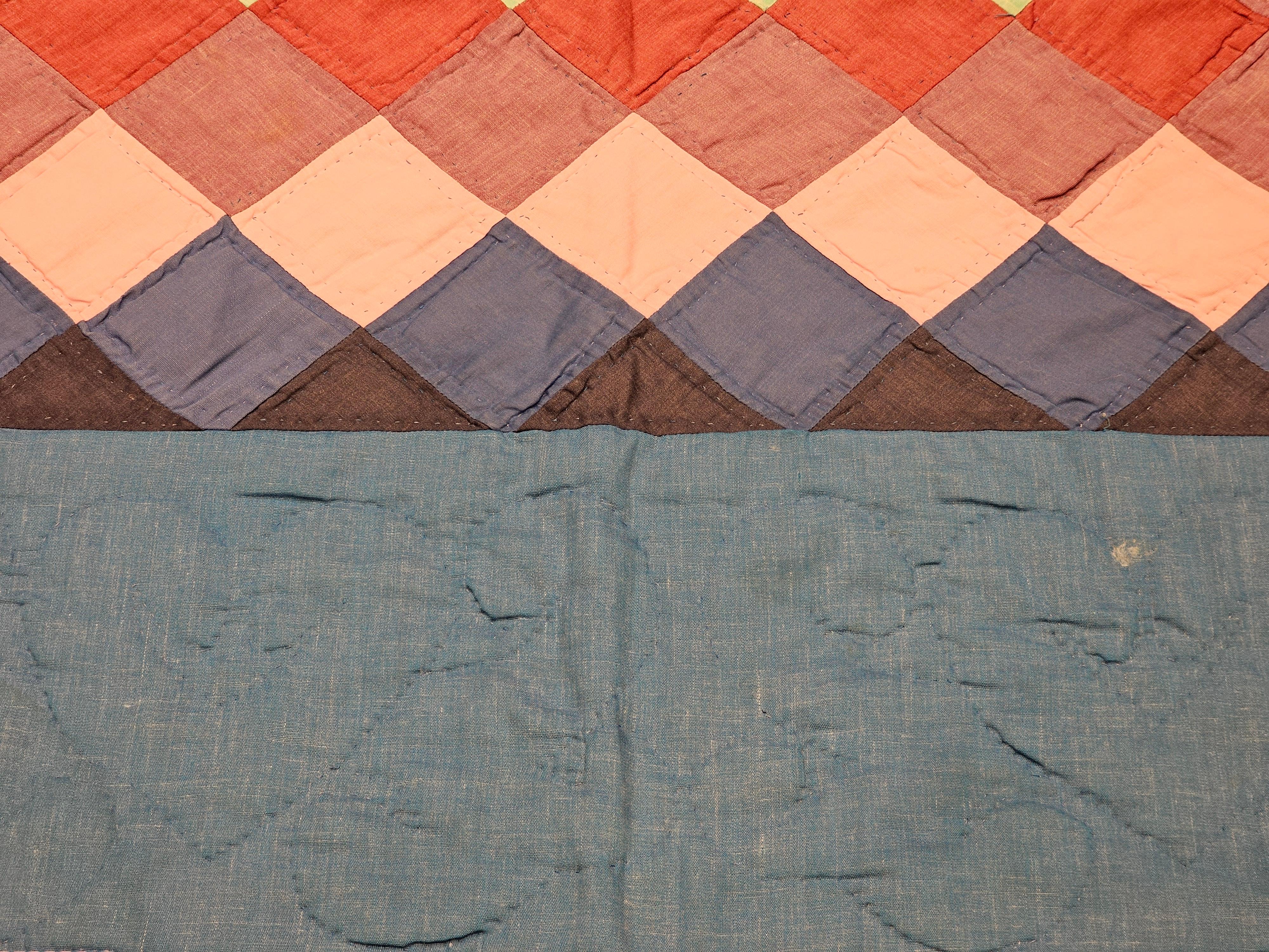 Vintage Pennsylvania Amish “Sunshine and Shadows” Hand-Stitched Crib Quilt For Sale 3