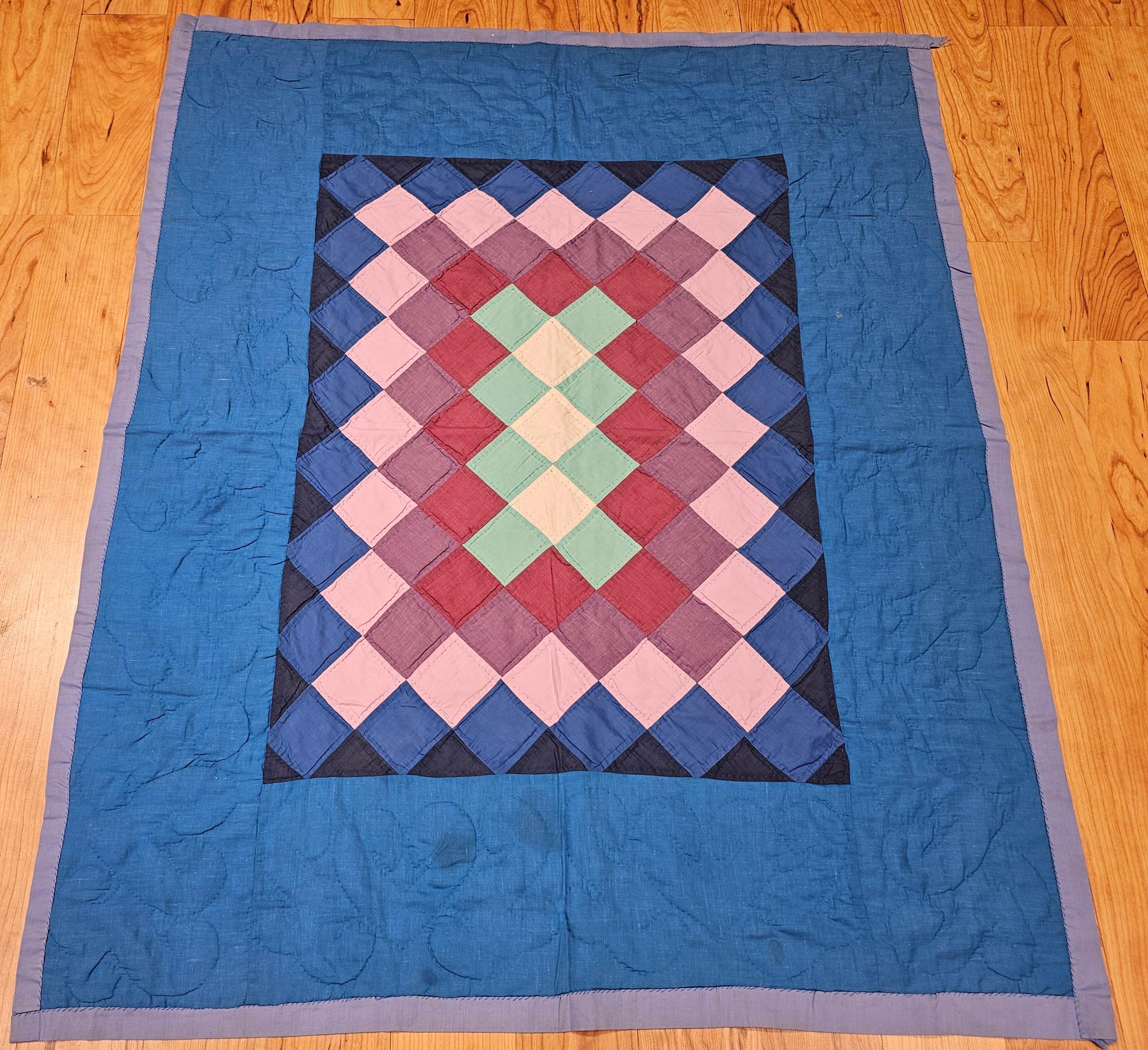 Vintage Pennsylvania Amish “Sunshine and Shadows” Hand-Stitched Crib Quilt For Sale 10