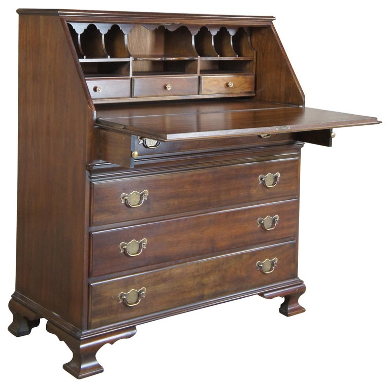 Vintage Pennsylvania House American Cherry Chippendale Secretary Writing Desk at 1stDibs