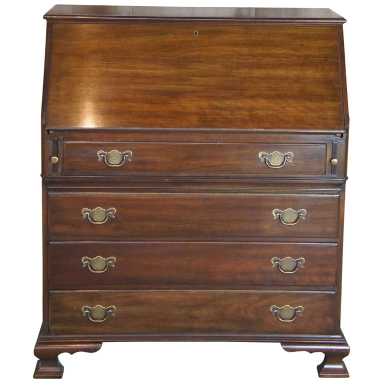 Vintage Pennsylvania House American Cherry Chippendale Secretary Writing Desk at 1stDibs