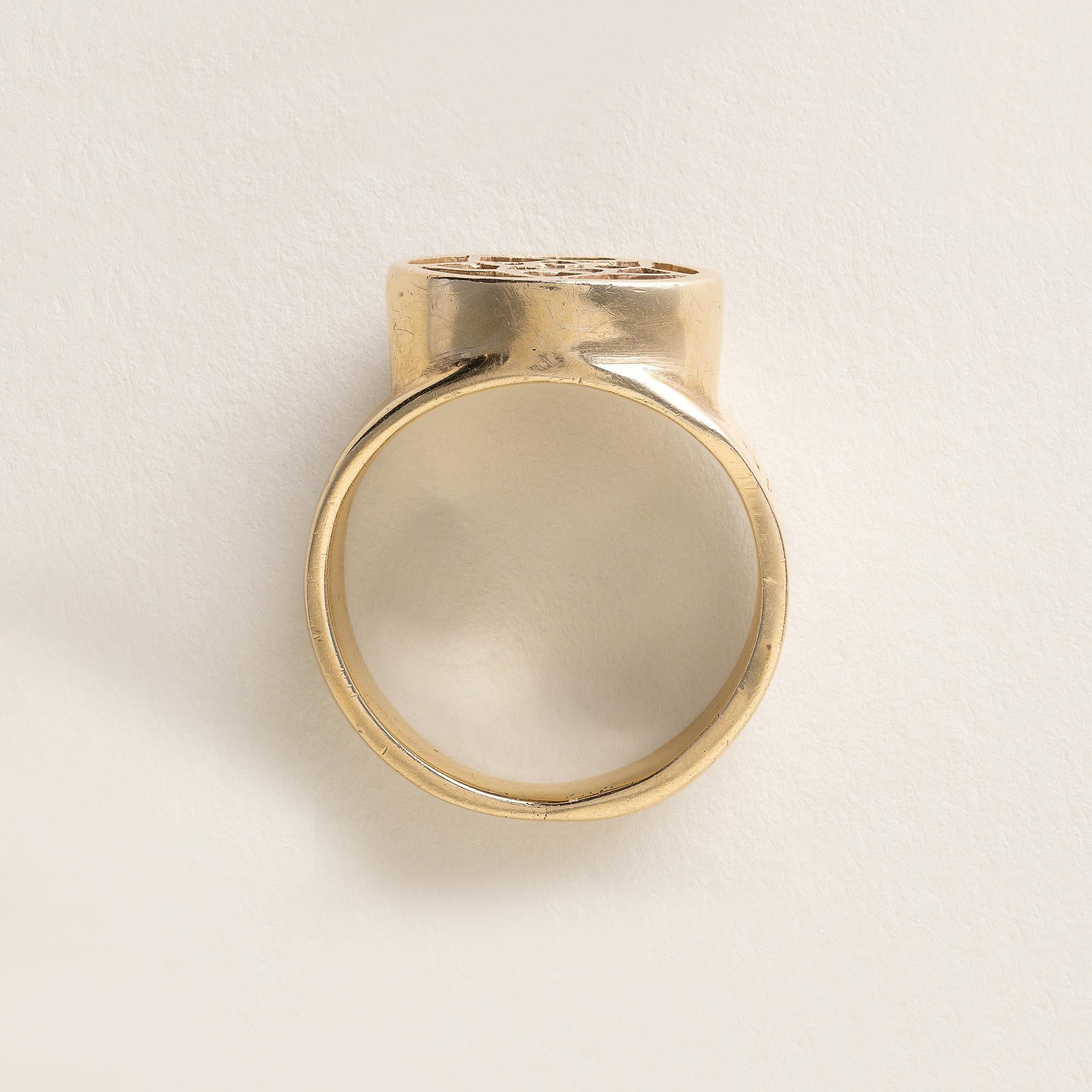 Anello Pentagramma Vintage Diamante Stella a Cinque Punte Fascia Astrologica Oro 14K In condizioni buone in vendita a Los Angeles, CA