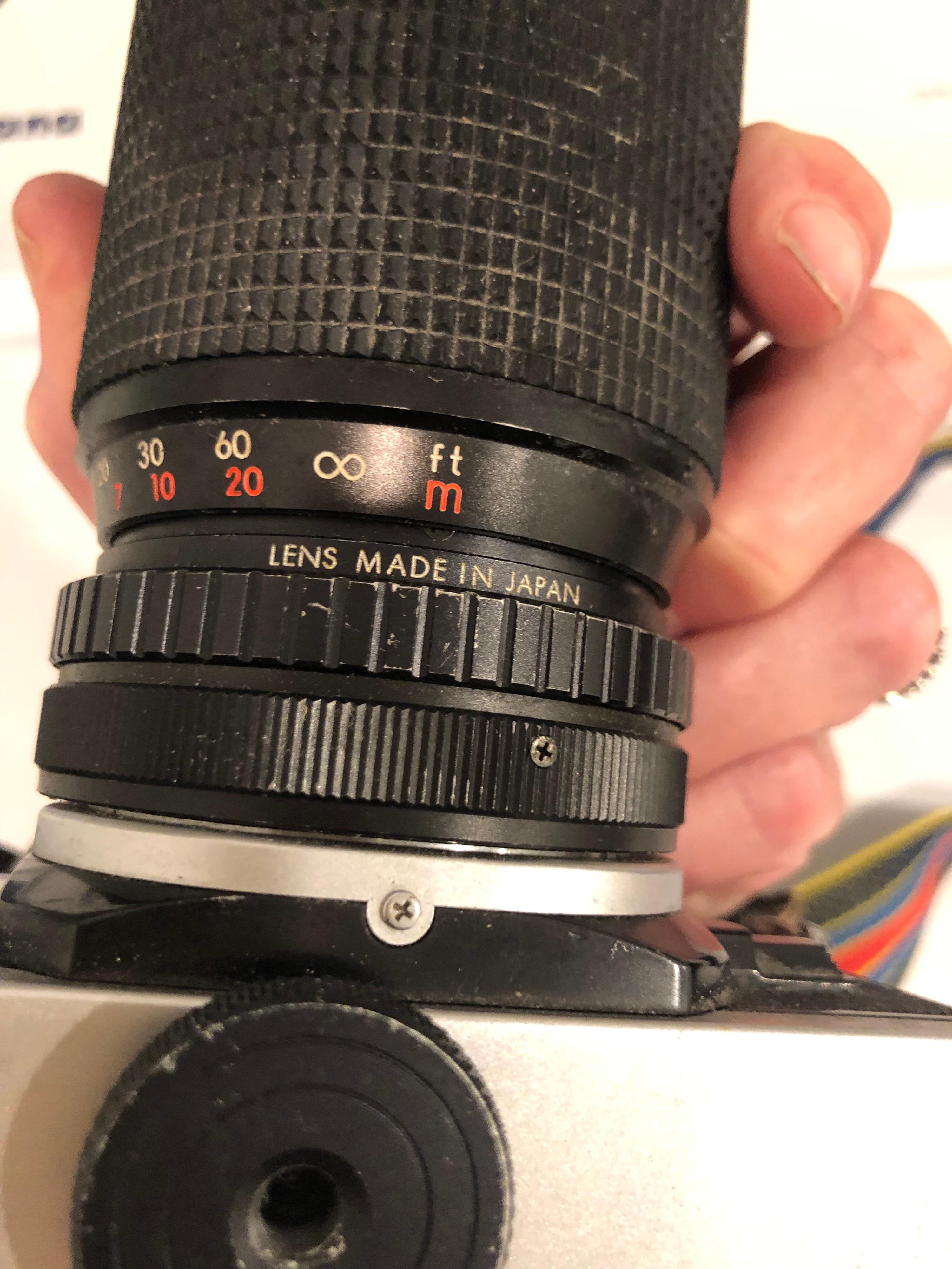 Late 20th Century Vintage Canon AE1 Camera with Two Lens and strap