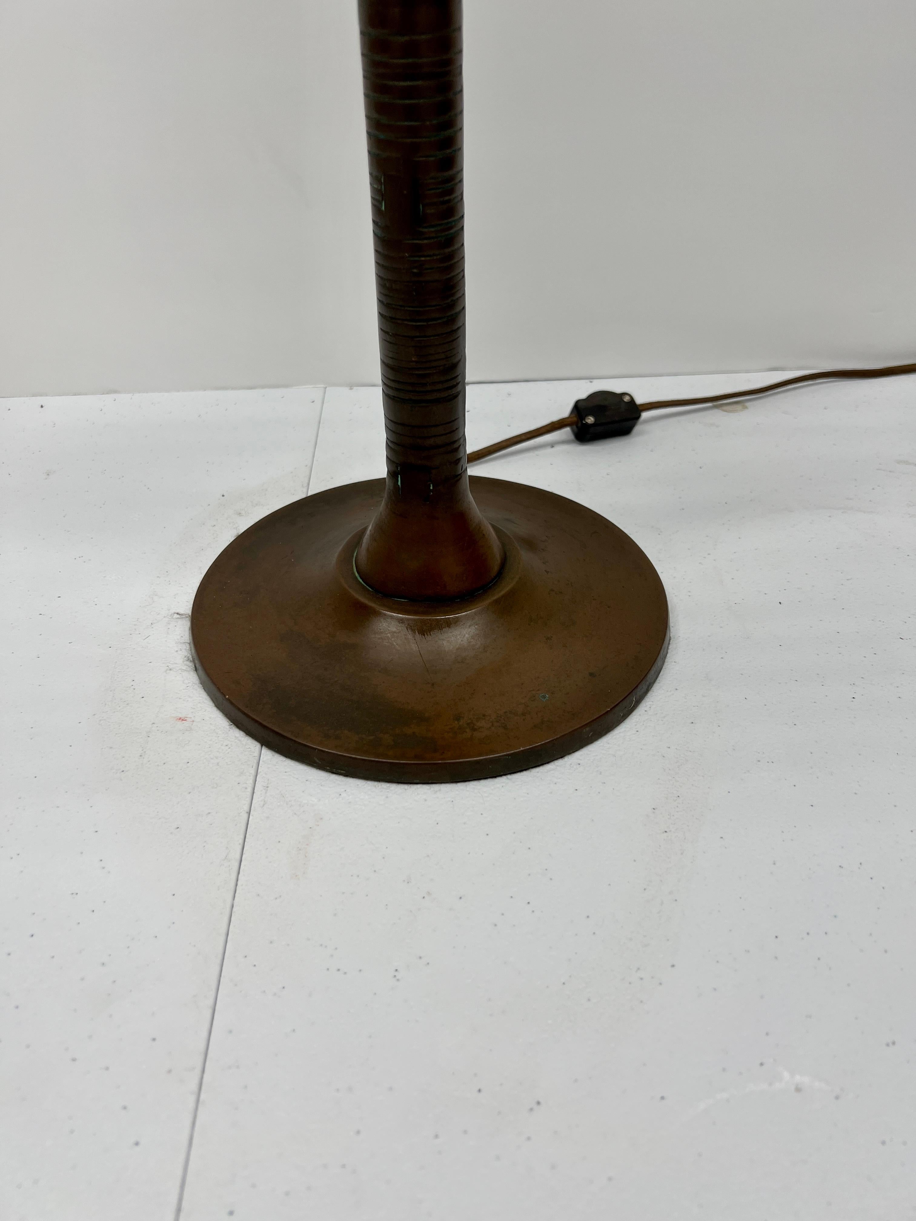 Mid-Century Modern Vintage Pepe Mendoza Bronze Palm Tree Malachite Inset Table Lamp C. 1950 For Sale