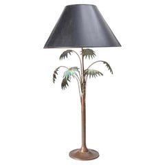 Vintage Pepe Mendoza Bronze Palmen- Malachit-Tischlampe mit Intarsien, Vintage, ca. 1950