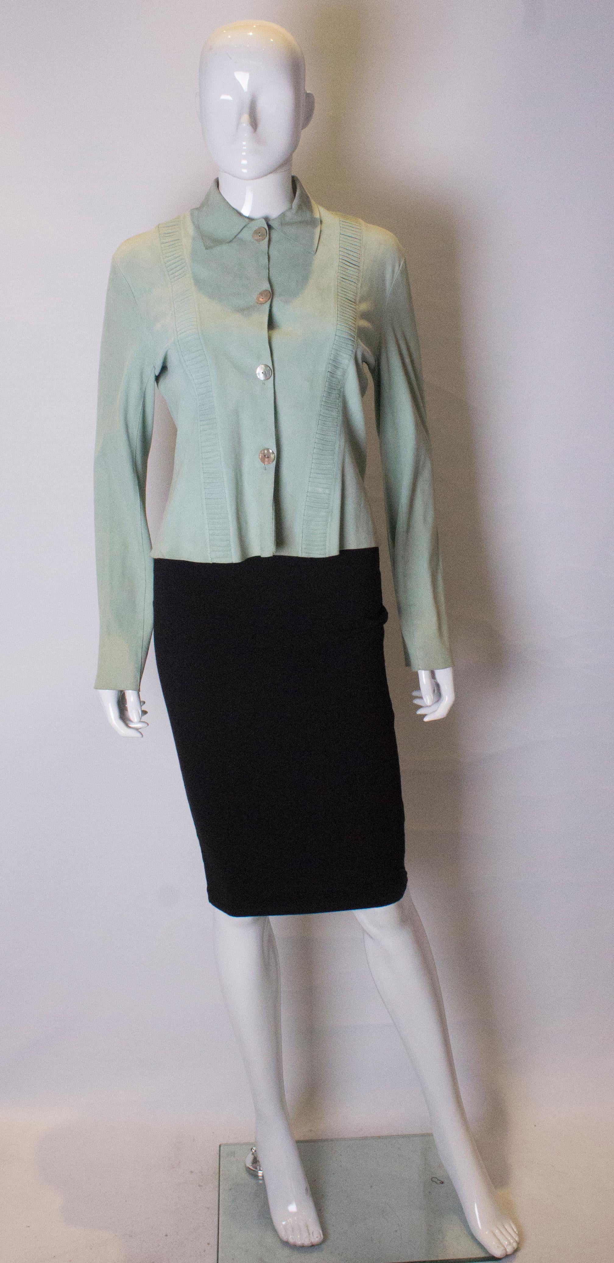 Gray Vintage Peppermint Green Suede Shirt