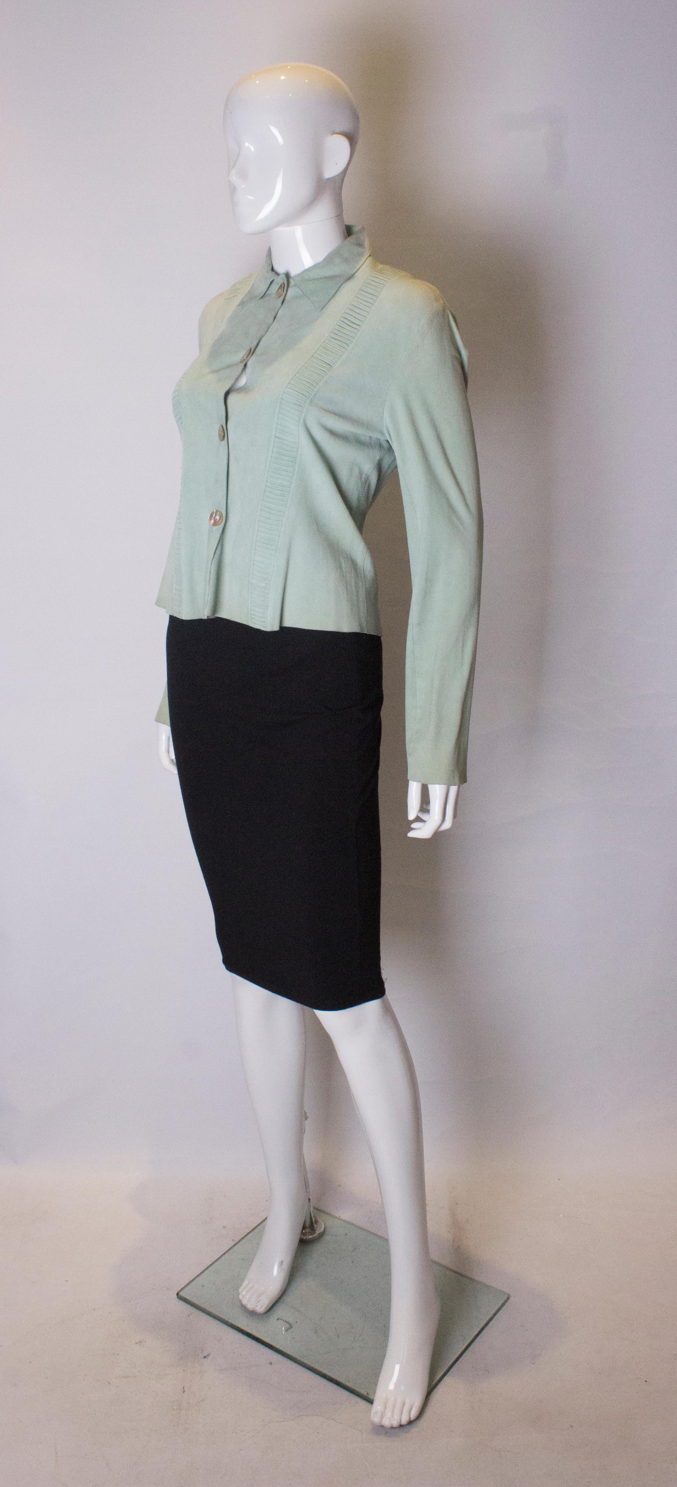 Vintage Peppermint Green Suede Shirt In Good Condition In London, GB