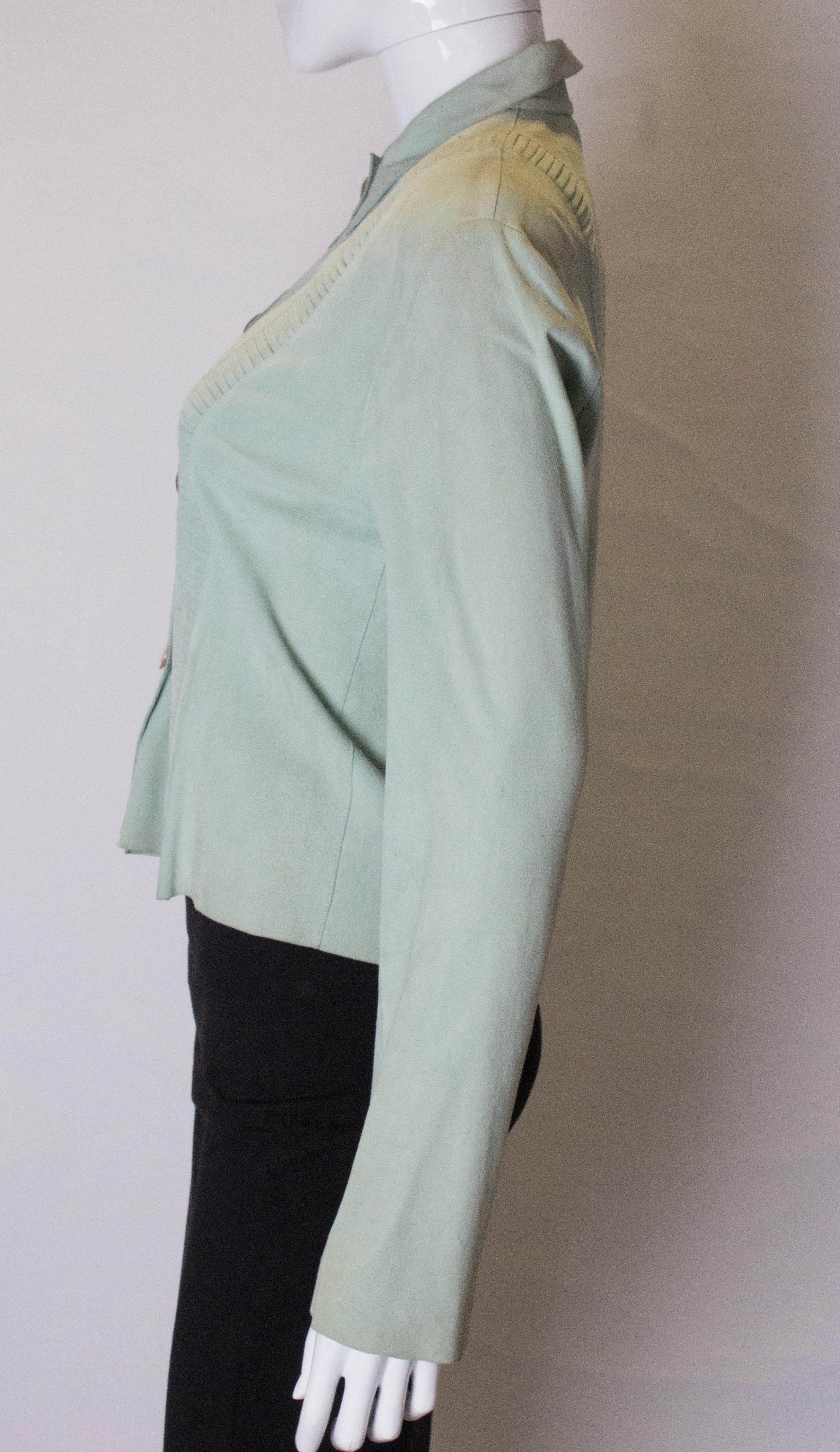 Vintage Peppermint Green Suede Shirt 1