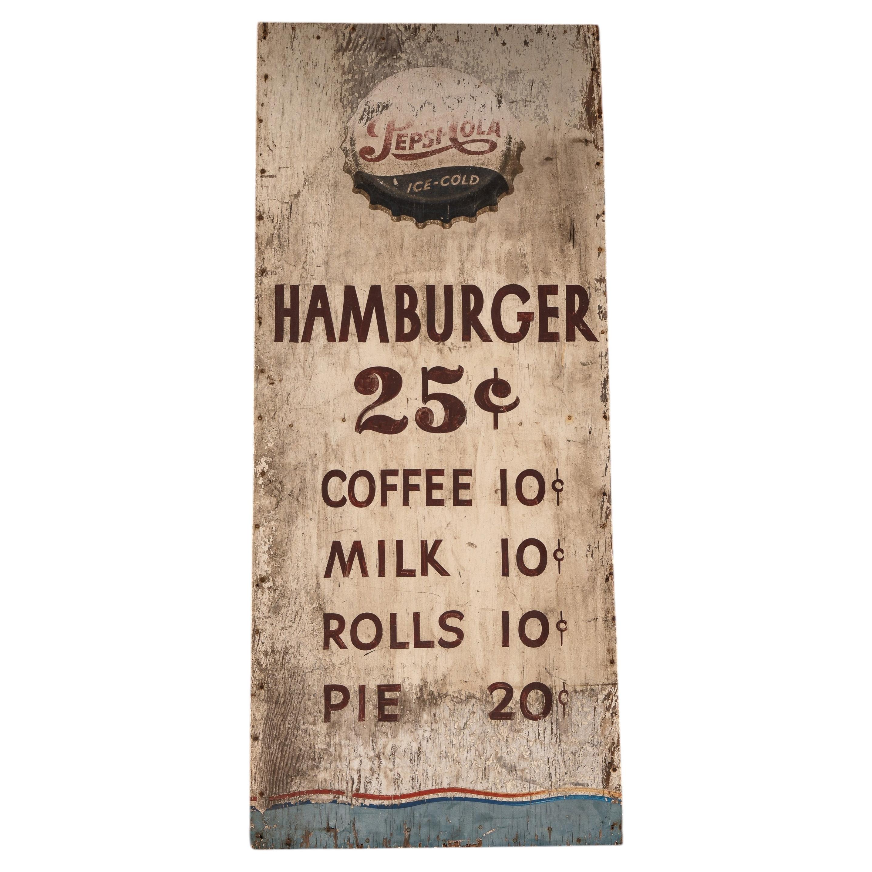 Vintage Pepsi-Cola Diner Menu Board Sign