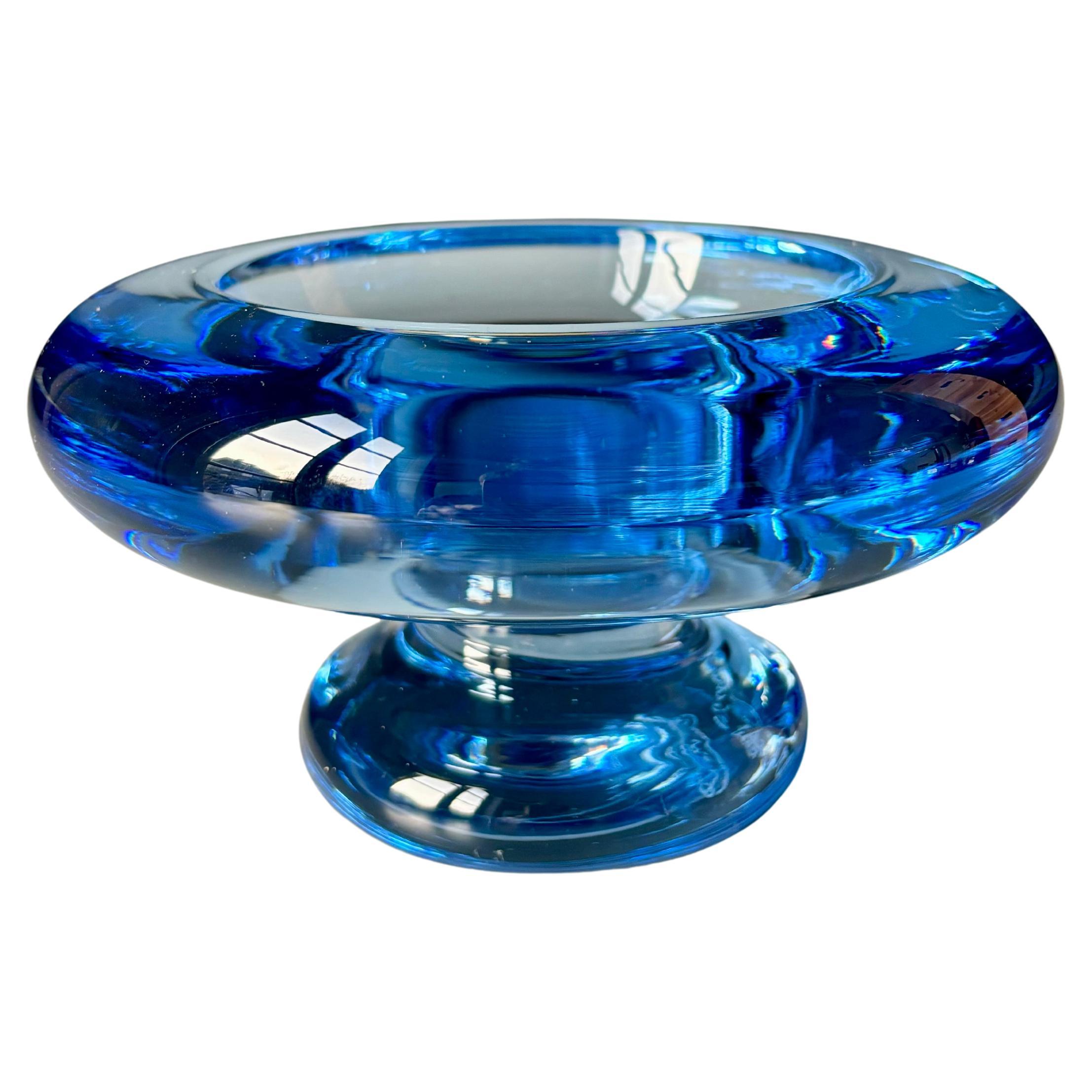Bol vintage en verre d'art bleu de Per Lütken, années 1960