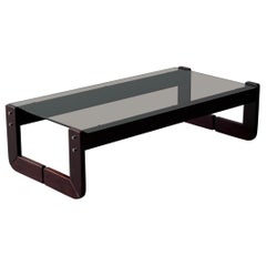 Mesa baja vintage Percival Lafer de palisandro y cristal