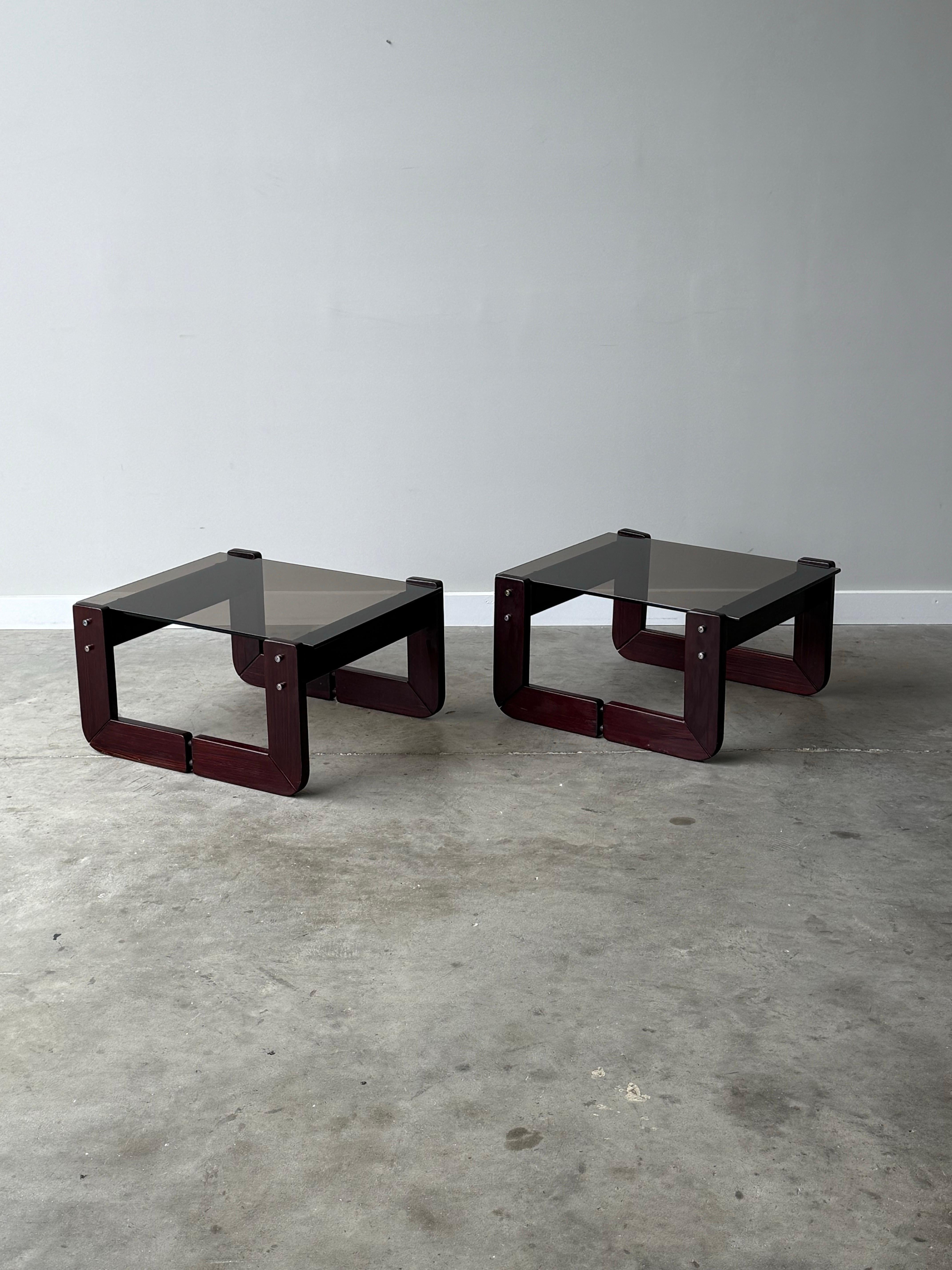 Pareja de mesas auxiliares vintage Percival Lafer Moderno de mediados de siglo en venta