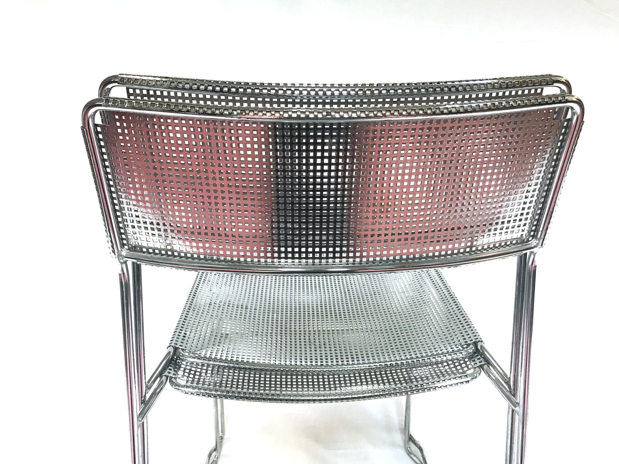 Vintage Perforated Chrome & Steel Chairs by Niels Jorgen Haugesen for Magis, Set 5