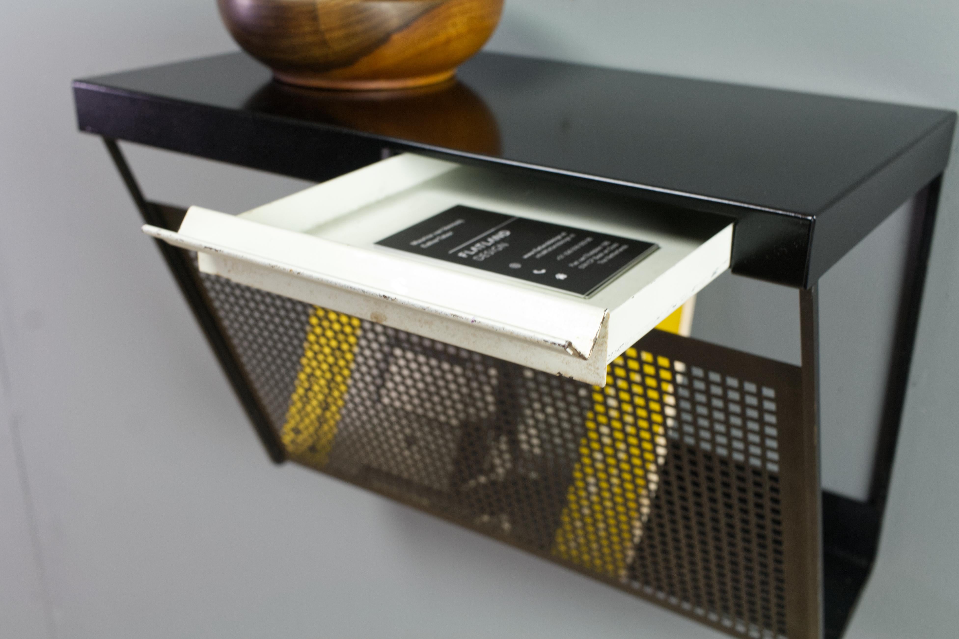 Mid-20th Century Vintage perforated Magazine Rack in Black and White, 1960s by Tjerk Reijenga 