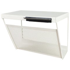 Vintage Perforated Magazine Rack in White and Black, 1960s by Tjerk Reijenga