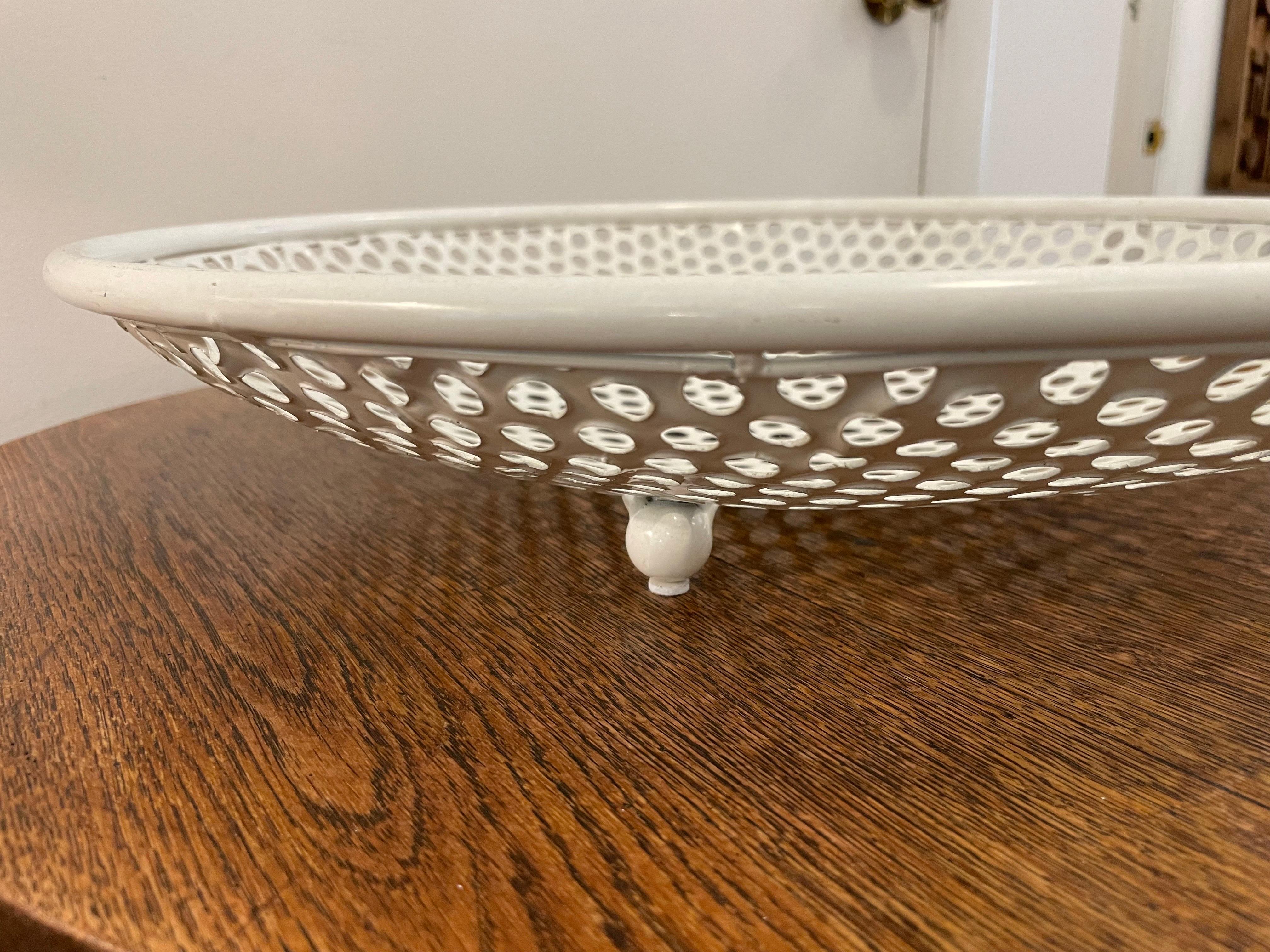 French Vintage Perforated Mategot Style Footed Tray For Sale